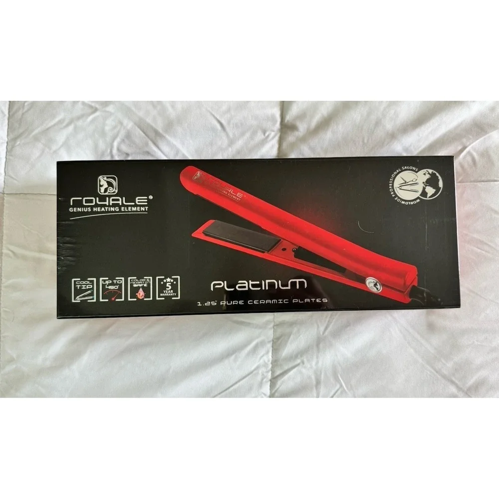 New Royale Platinum Genius Heating Hair Straightener Pure Ceramic Plates 1.25